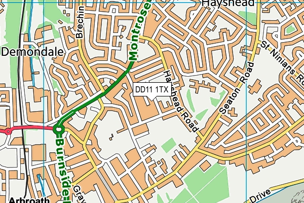 DD11 1TX map - OS VectorMap District (Ordnance Survey)