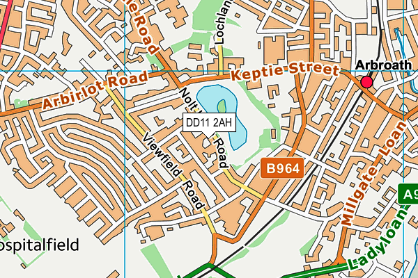 DD11 2AH map - OS VectorMap District (Ordnance Survey)