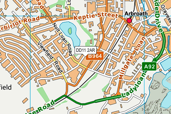 DD11 2AR map - OS VectorMap District (Ordnance Survey)