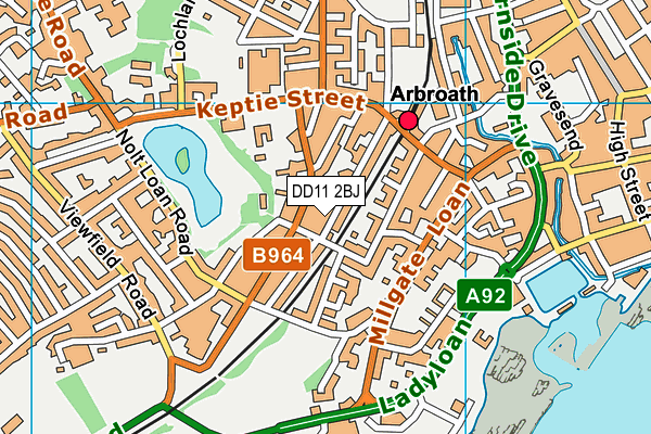 DD11 2BJ map - OS VectorMap District (Ordnance Survey)