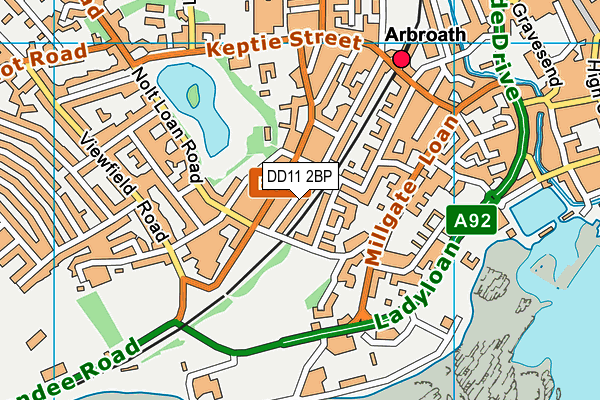 DD11 2BP map - OS VectorMap District (Ordnance Survey)