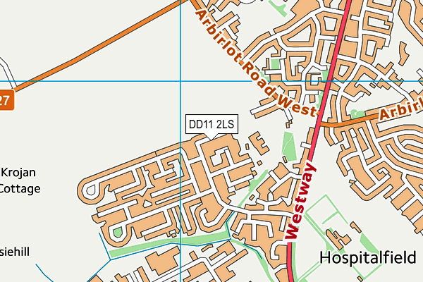 DD11 2LS map - OS VectorMap District (Ordnance Survey)