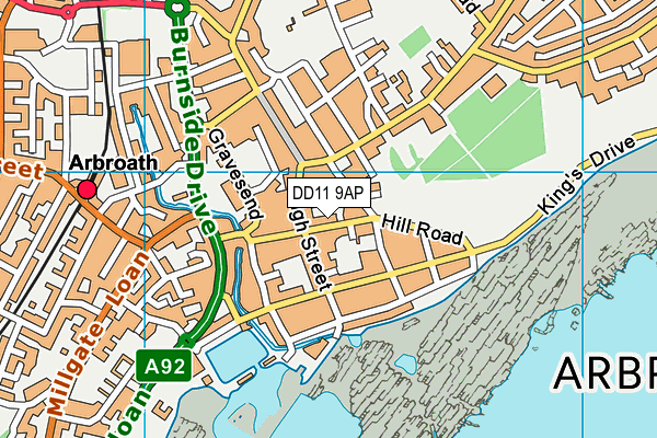 DD11 9AP map - OS VectorMap District (Ordnance Survey)