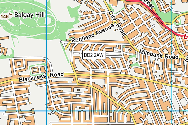 DD2 2AW map - OS VectorMap District (Ordnance Survey)