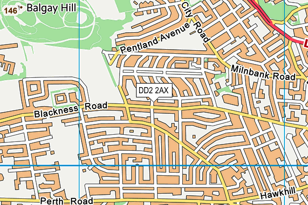DD2 2AX map - OS VectorMap District (Ordnance Survey)