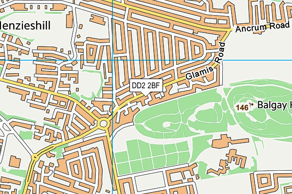 DD2 2BF map - OS VectorMap District (Ordnance Survey)