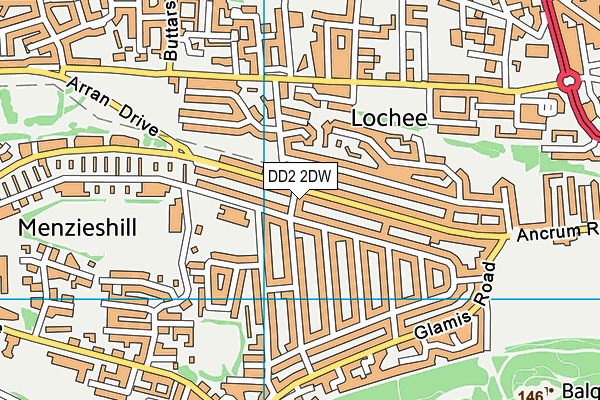 DD2 2DW map - OS VectorMap District (Ordnance Survey)