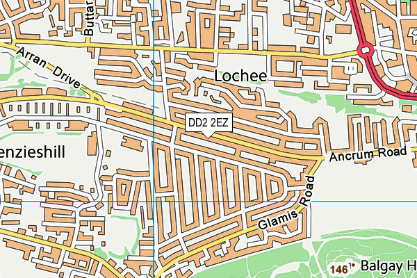 DD2 2EZ map - OS VectorMap District (Ordnance Survey)