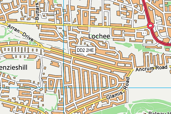 DD2 2HE map - OS VectorMap District (Ordnance Survey)
