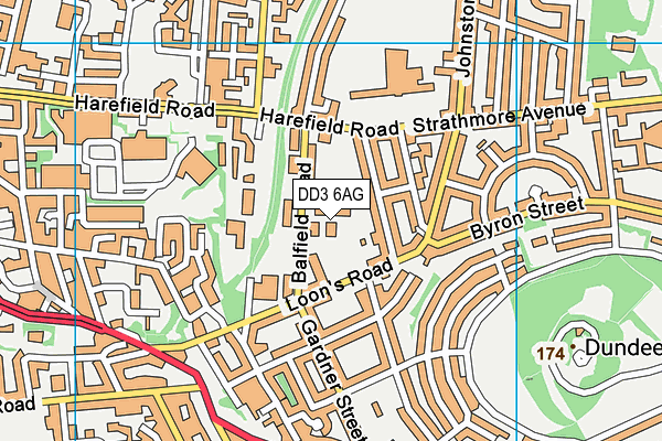 DD3 6AG map - OS VectorMap District (Ordnance Survey)