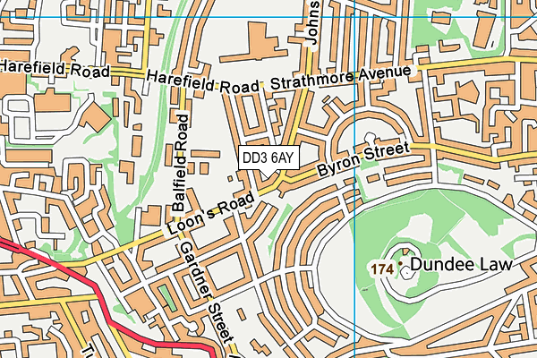 DD3 6AY map - OS VectorMap District (Ordnance Survey)