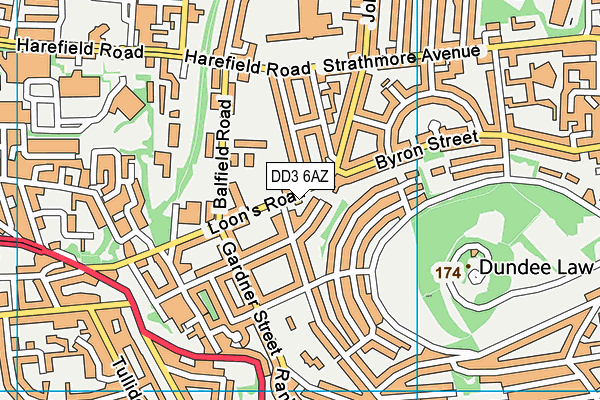DD3 6AZ map - OS VectorMap District (Ordnance Survey)
