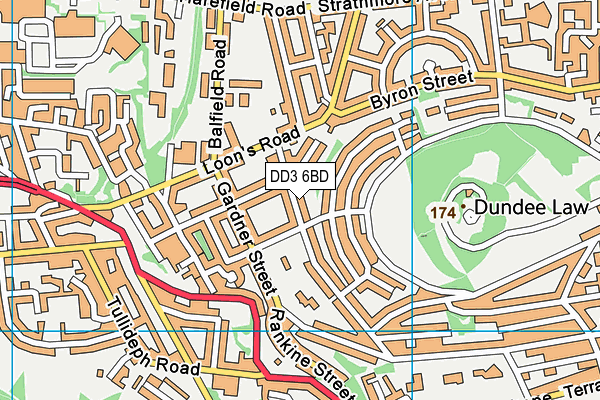 DD3 6BD map - OS VectorMap District (Ordnance Survey)