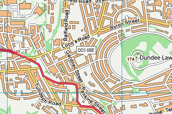 DD3 6BE map - OS VectorMap District (Ordnance Survey)