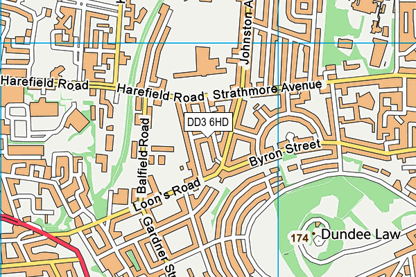DD3 6HD map - OS VectorMap District (Ordnance Survey)