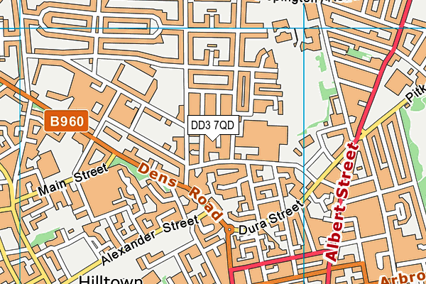 DD3 7QD map - OS VectorMap District (Ordnance Survey)