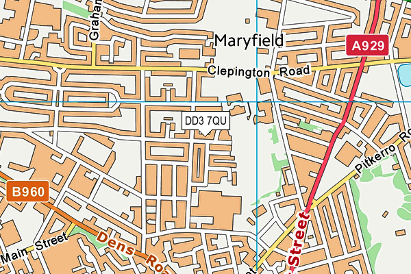 DD3 7QU map - OS VectorMap District (Ordnance Survey)