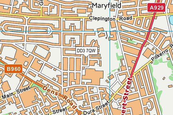 DD3 7QW map - OS VectorMap District (Ordnance Survey)