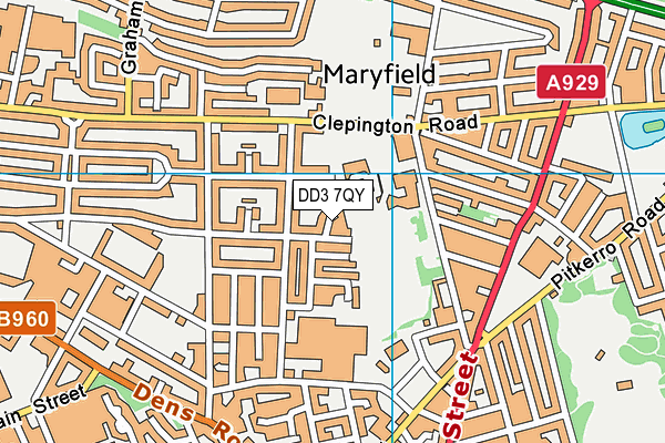 DD3 7QY map - OS VectorMap District (Ordnance Survey)