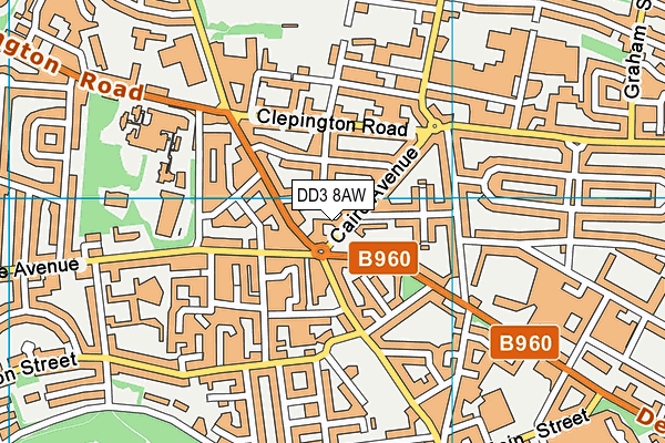 DD3 8AW map - OS VectorMap District (Ordnance Survey)