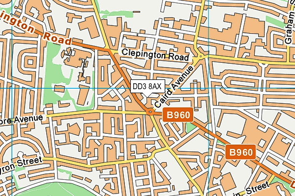 DD3 8AX map - OS VectorMap District (Ordnance Survey)