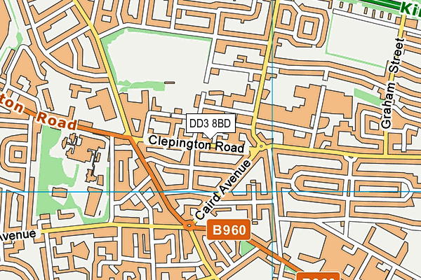 DD3 8BD map - OS VectorMap District (Ordnance Survey)