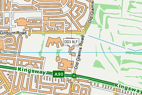 DD3 8LF map - OS VectorMap District (Ordnance Survey)