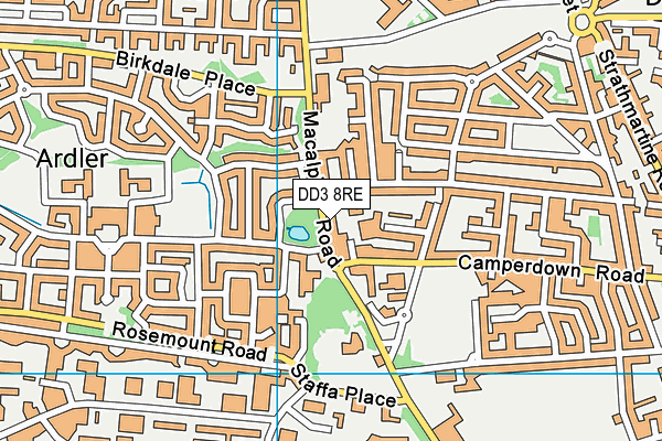 DD3 8RE map - OS VectorMap District (Ordnance Survey)