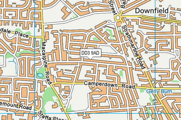 DD3 9AD map - OS VectorMap District (Ordnance Survey)