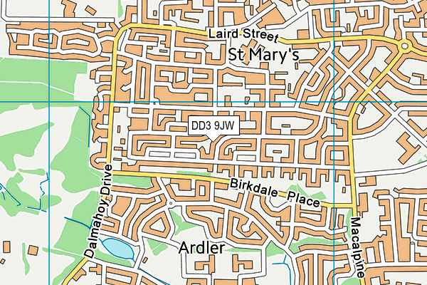 DD3 9JW map - OS VectorMap District (Ordnance Survey)