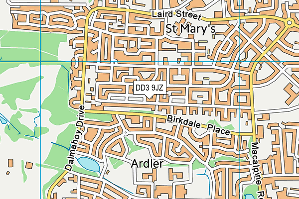 DD3 9JZ map - OS VectorMap District (Ordnance Survey)