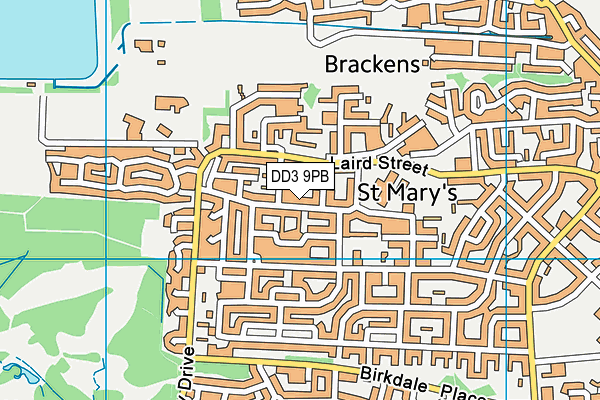 DD3 9PB map - OS VectorMap District (Ordnance Survey)