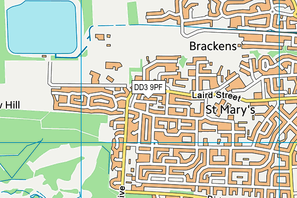 DD3 9PF map - OS VectorMap District (Ordnance Survey)