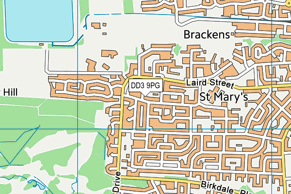 DD3 9PG map - OS VectorMap District (Ordnance Survey)
