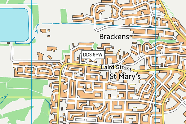 DD3 9PW map - OS VectorMap District (Ordnance Survey)