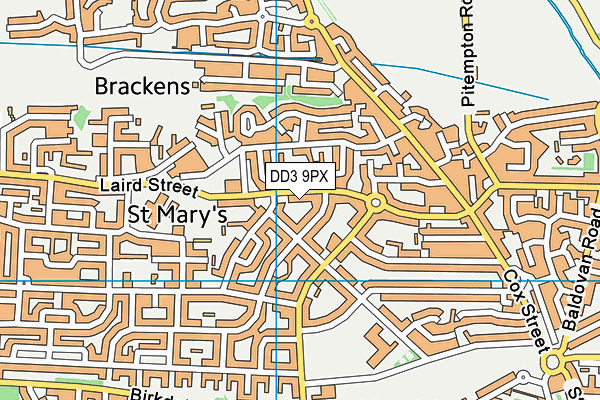 DD3 9PX map - OS VectorMap District (Ordnance Survey)