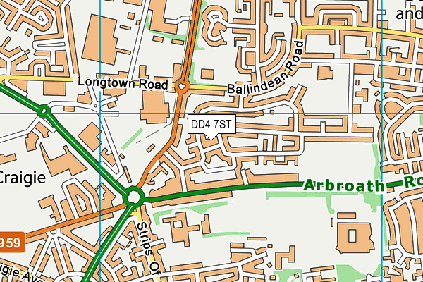DD4 7ST map - OS VectorMap District (Ordnance Survey)