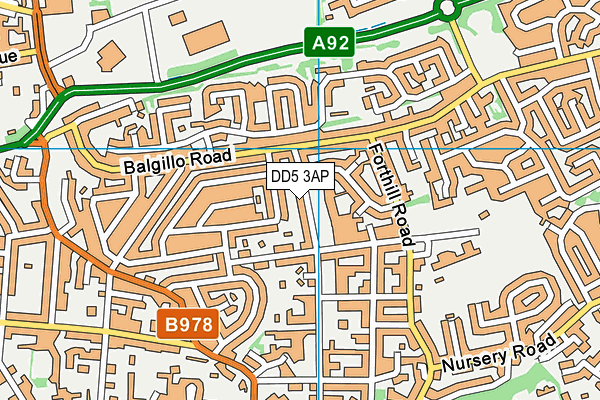DD5 3AP map - OS VectorMap District (Ordnance Survey)