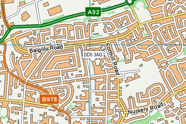 DD5 3AQ map - OS VectorMap District (Ordnance Survey)