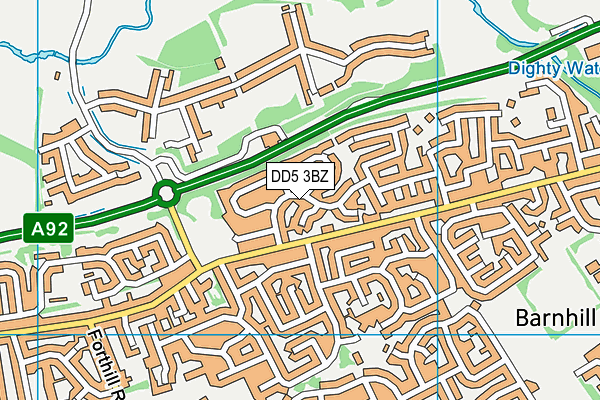 DD5 3BZ map - OS VectorMap District (Ordnance Survey)