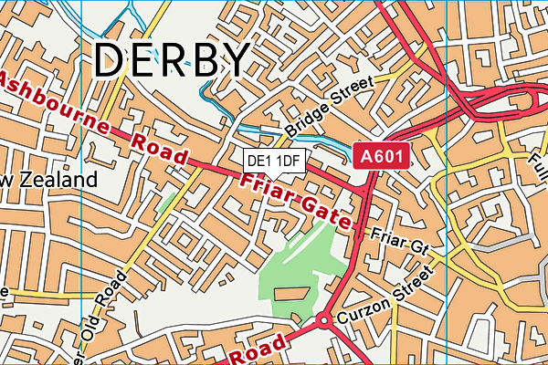 DE1 1DF map - OS VectorMap District (Ordnance Survey)
