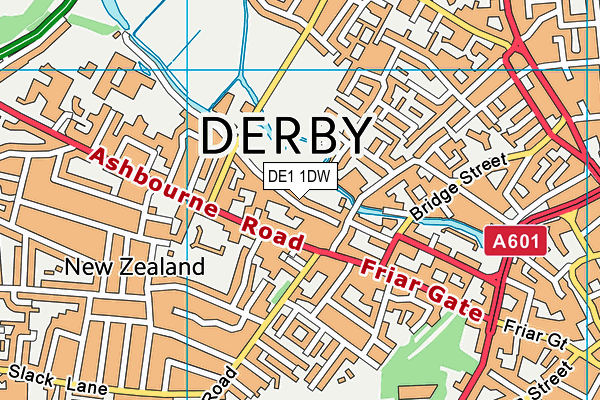 DE1 1DW map - OS VectorMap District (Ordnance Survey)