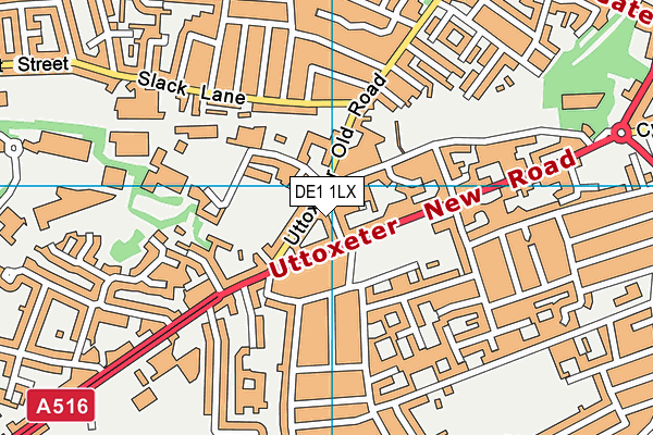 DE1 1LX map - OS VectorMap District (Ordnance Survey)