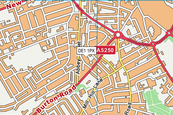 DE1 1PX map - OS VectorMap District (Ordnance Survey)