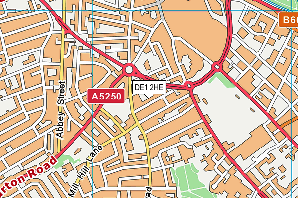 DE1 2HE map - OS VectorMap District (Ordnance Survey)