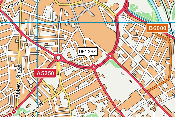 DE1 2HZ map - OS VectorMap District (Ordnance Survey)