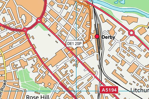 DE1 2SP map - OS VectorMap District (Ordnance Survey)
