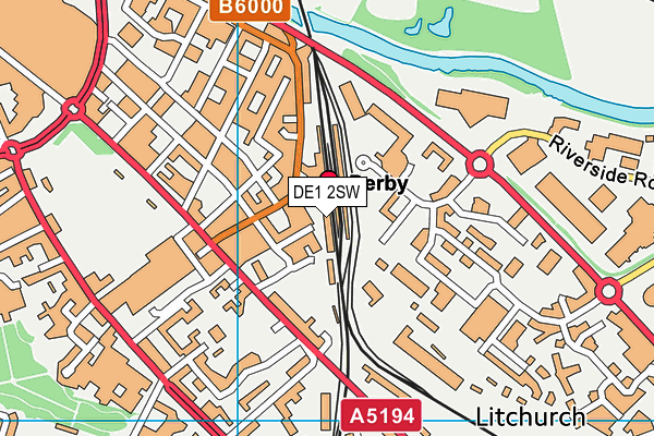 DE1 2SW map - OS VectorMap District (Ordnance Survey)