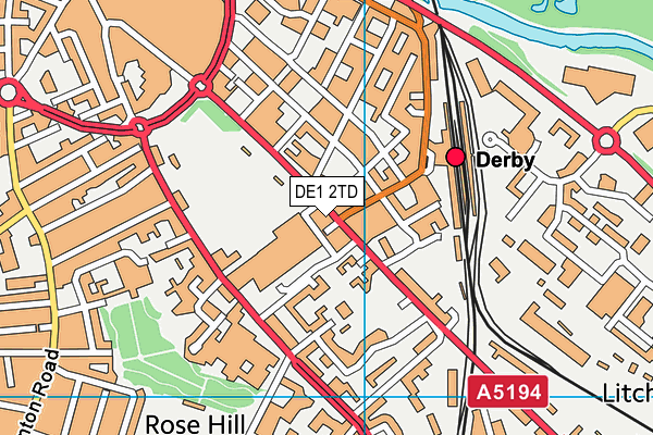 DE1 2TD map - OS VectorMap District (Ordnance Survey)