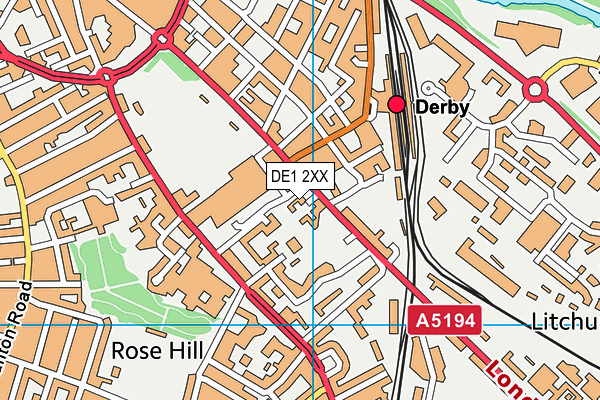 DE1 2XX map - OS VectorMap District (Ordnance Survey)